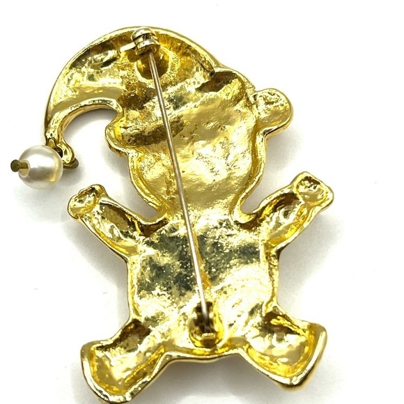 Vintage Christmas Brooch 5 Holly & Jingle Bells Santa Reindeer Tree Pin Lot - Picture 9 of 14